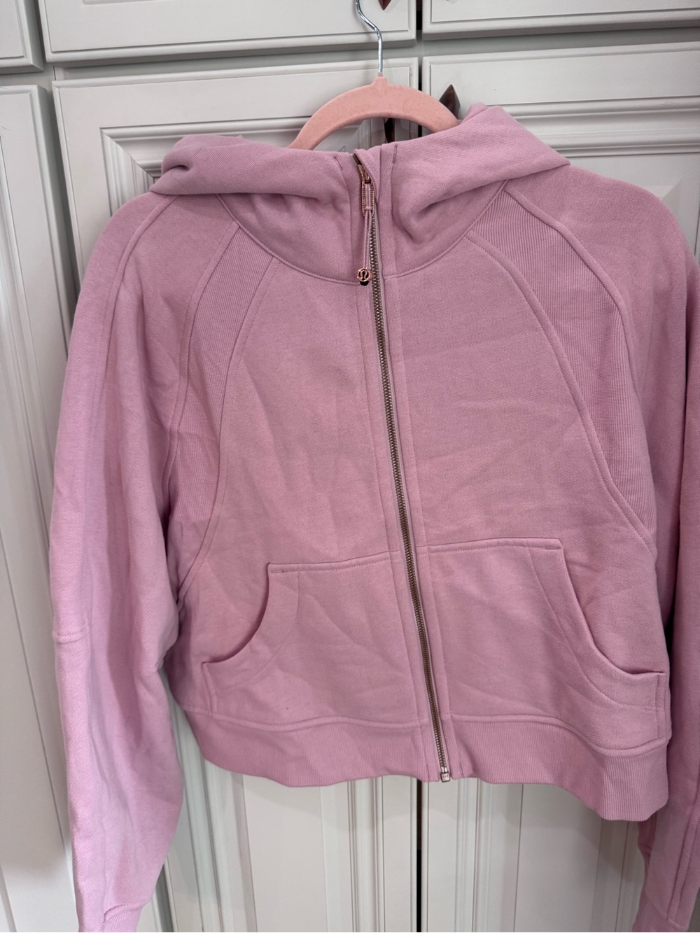lululemon scuba Pink Hooded  with rose gold zipper